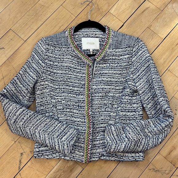 Maje Tweed Embellished Jacket Sz FR 36 - Picture 2 of 16